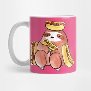 Watercolor Sloth Eating Hotdogs Mug